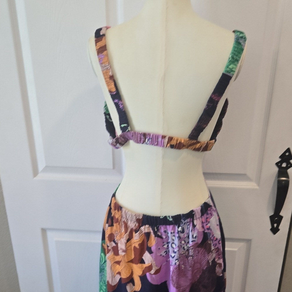 Maeve by Anthropologie Floral Leopard O-Ring Cut-Out Maxi Dress Navy Large - Picture 7 of 8